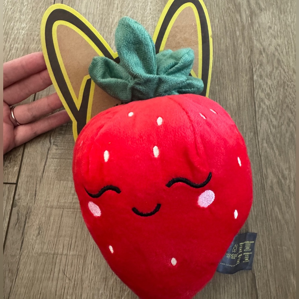 NANDOG Strawberry Plush Toy with Squeaker NWT ✨